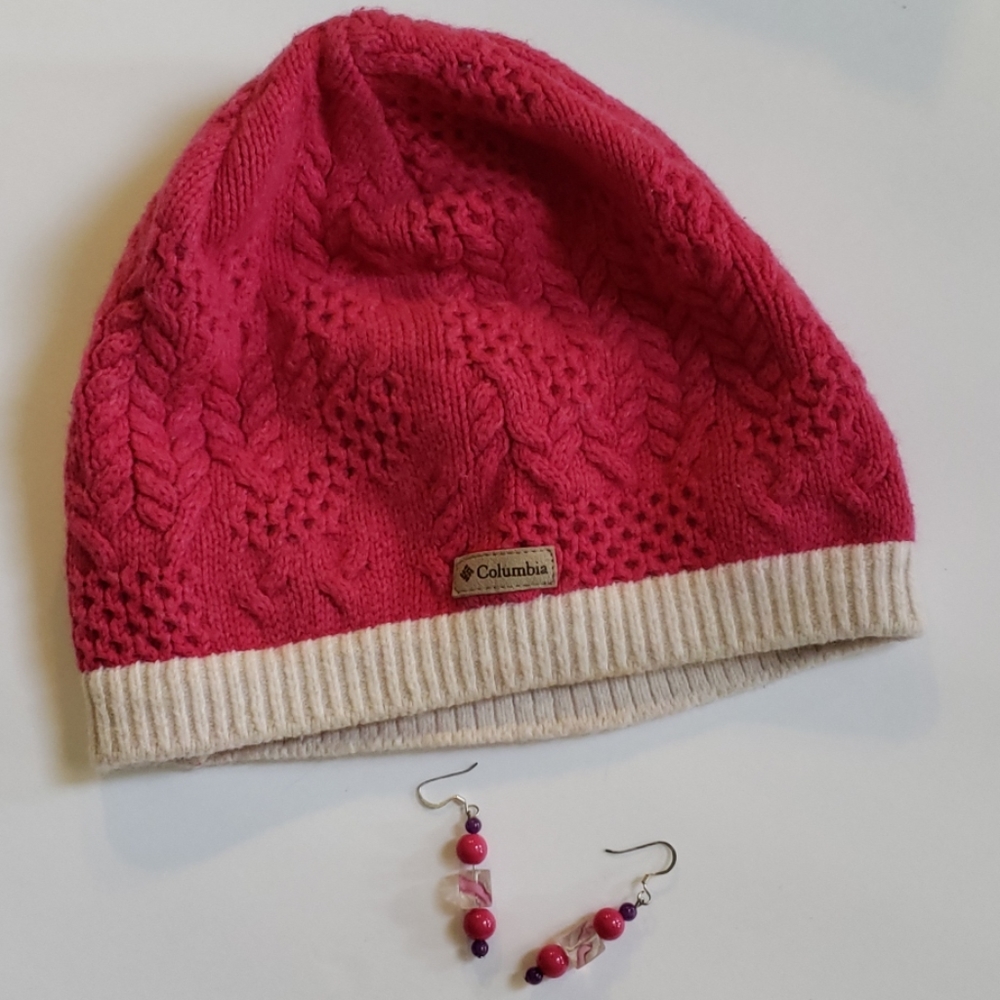 Columbia Beanie Hat/ Dangle Earrings